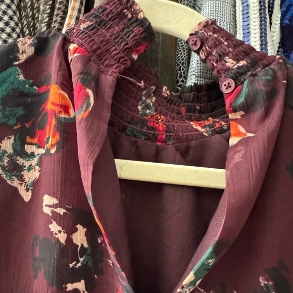 Walter Baker- Burgundy Floral Turtleneck Longsleeve Blouse - Picture 6 of 8